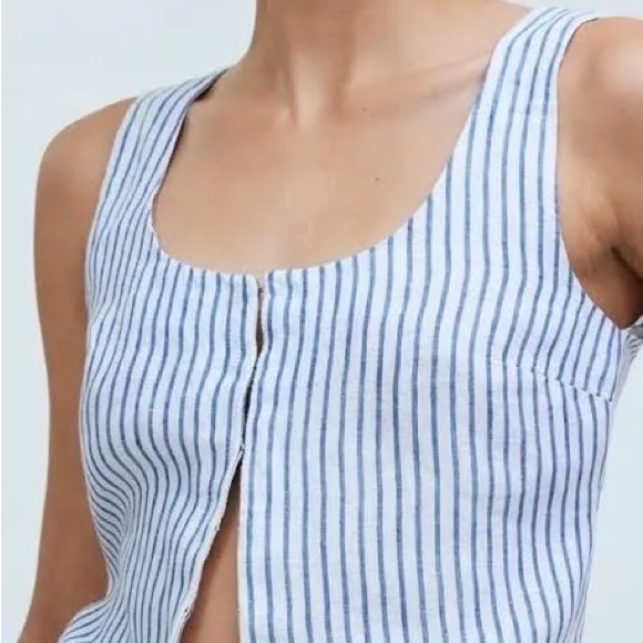 Madewell Tops - Madewell Blue and White Striped Tank Top
